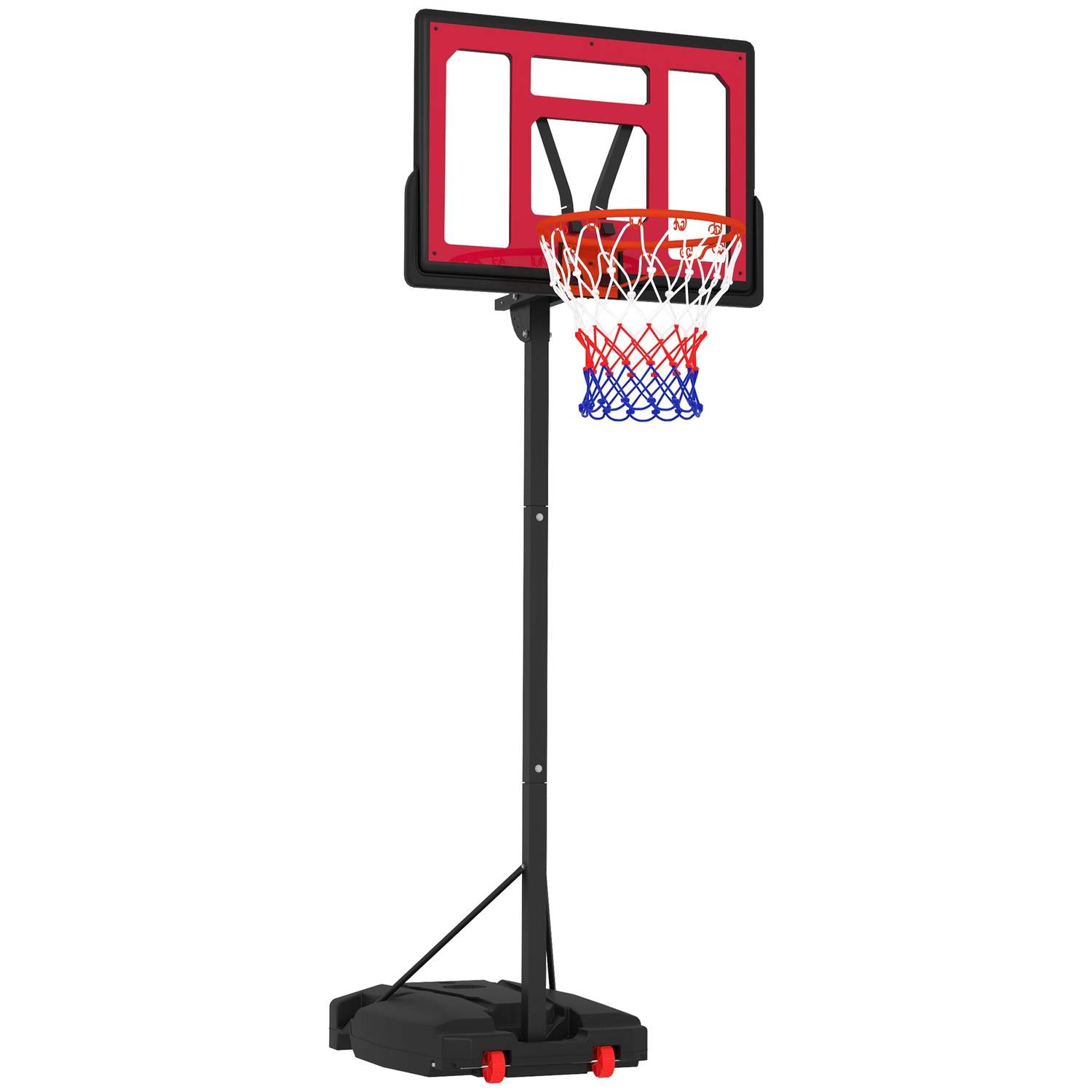Udendørs basketballkurve til børn, 200-260 cm, højdejusterbart basketballstativ med hjul, vægttaske, basketballsystem med stativ
