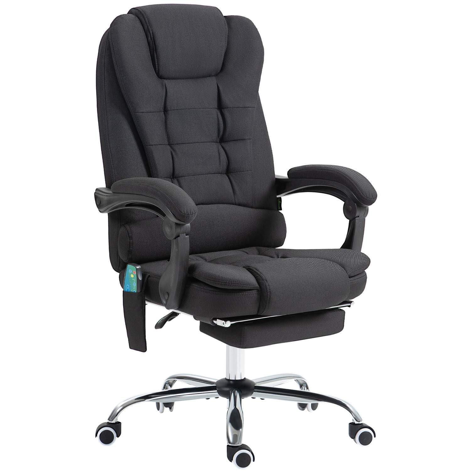 Kontorstol med massagefunktion, ergonomisk skrivebordsstol med ligge- og varmefunktion, højdejusterbar computerstol med fodstøtt