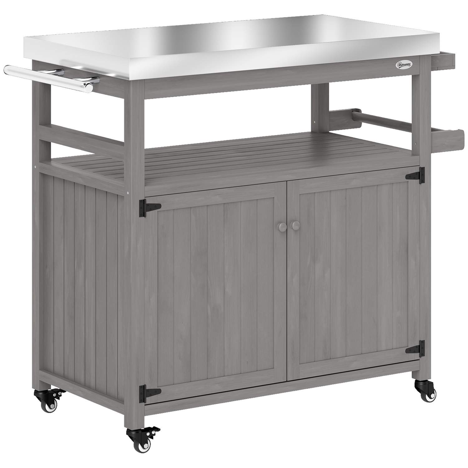 Grillvagn 3-vånings serveringsvagn med arbetsyta handdukshängare, BBQ grillbord av trä, grill sidobord, utomhusvagn, kolgrill fö | Hem & Hobby - Hem & Hushåll - Kök - Köksförvaring - Kryddförvaring - Kryddställ | Pryloteket
