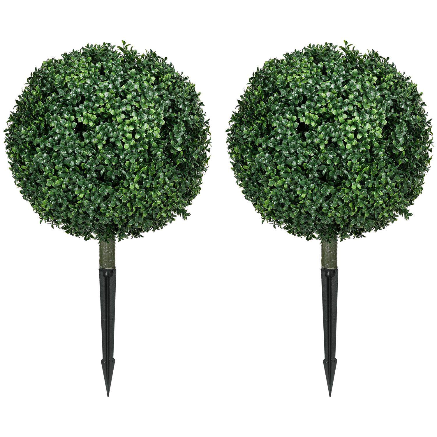 Sæt med 2 kunstige buksbom store 70 cm kunstige planter med UV-beskyttelse, kunstige planter som rigtige med jordpæle til stue,
