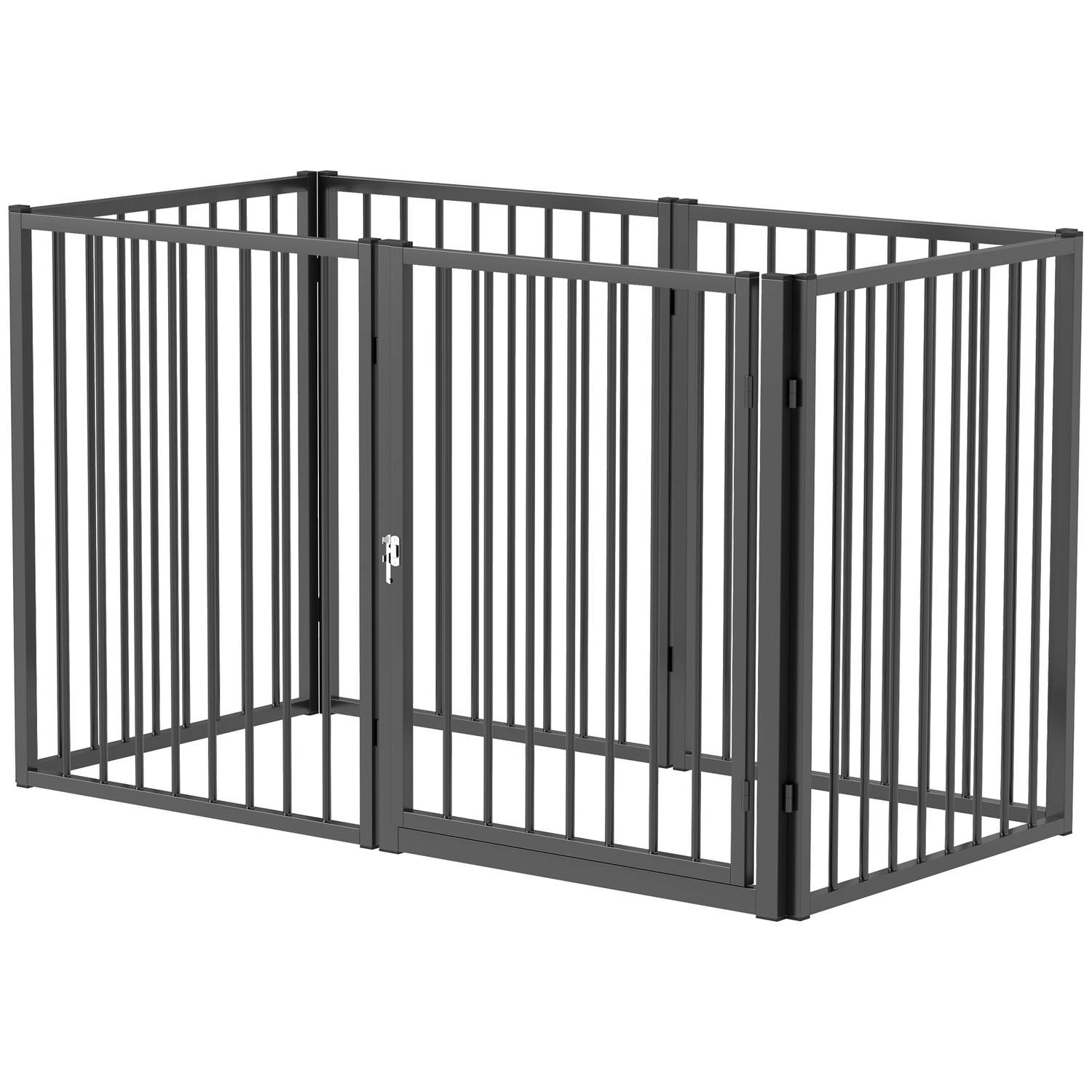 Puppy Run 76 cm høj, 6-delt hvalpekralegård med dør, Outdoor Run Hundegård til små til mellemstore hunde, kaniner, marsvin, stål