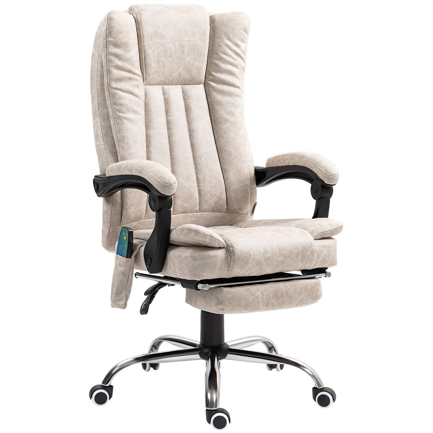 Kontorstol med massagefunktion, ergonomisk skrivebordsstol med lænefunktion, varmefunktion, højdejusterbar drejestol med fodstøt