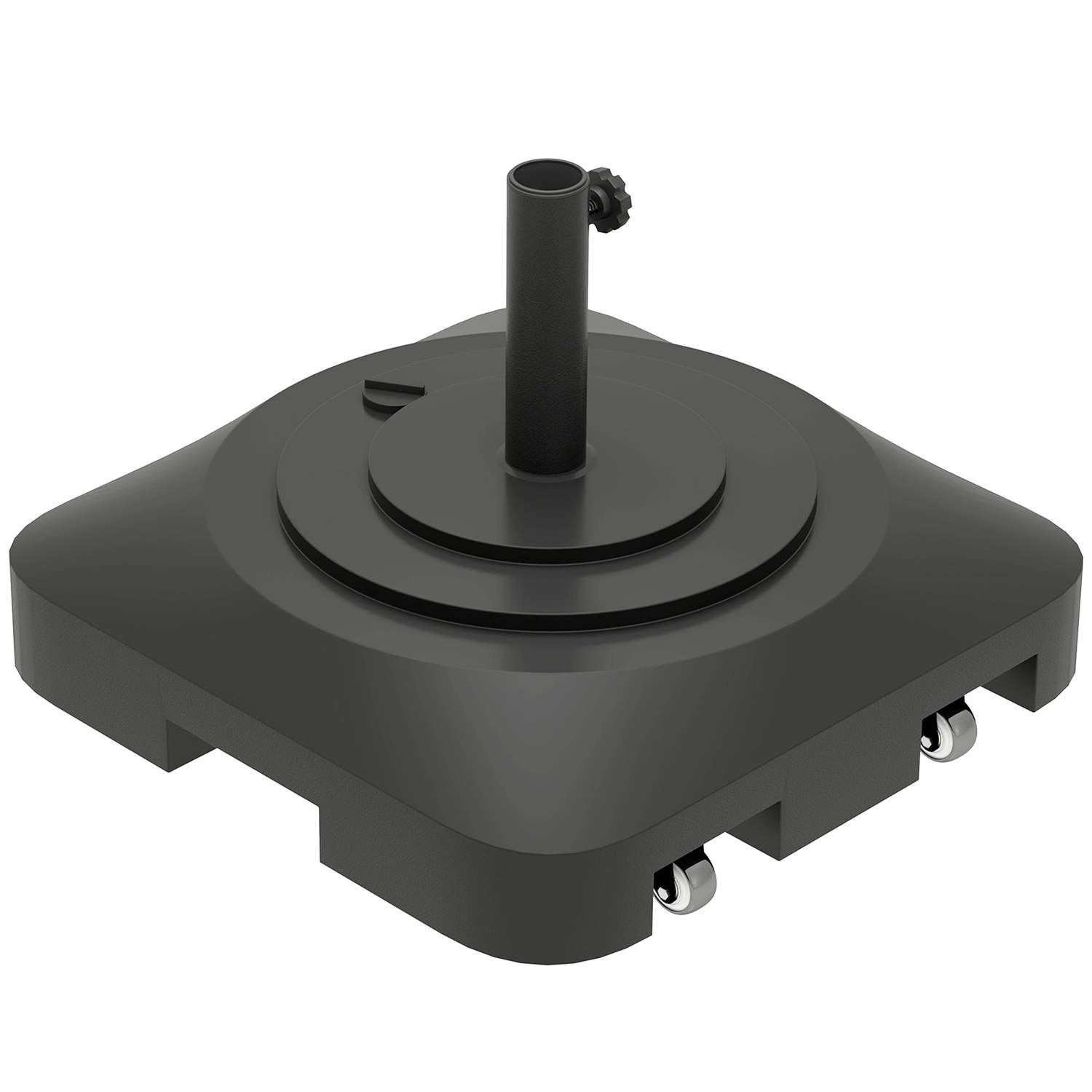 Parasolstativ kan fyldes op til 25 kg, paraplystativ med hjul, firkantet paraplyholder, paraplyvægt, stativ til parasol Ø38/48 m