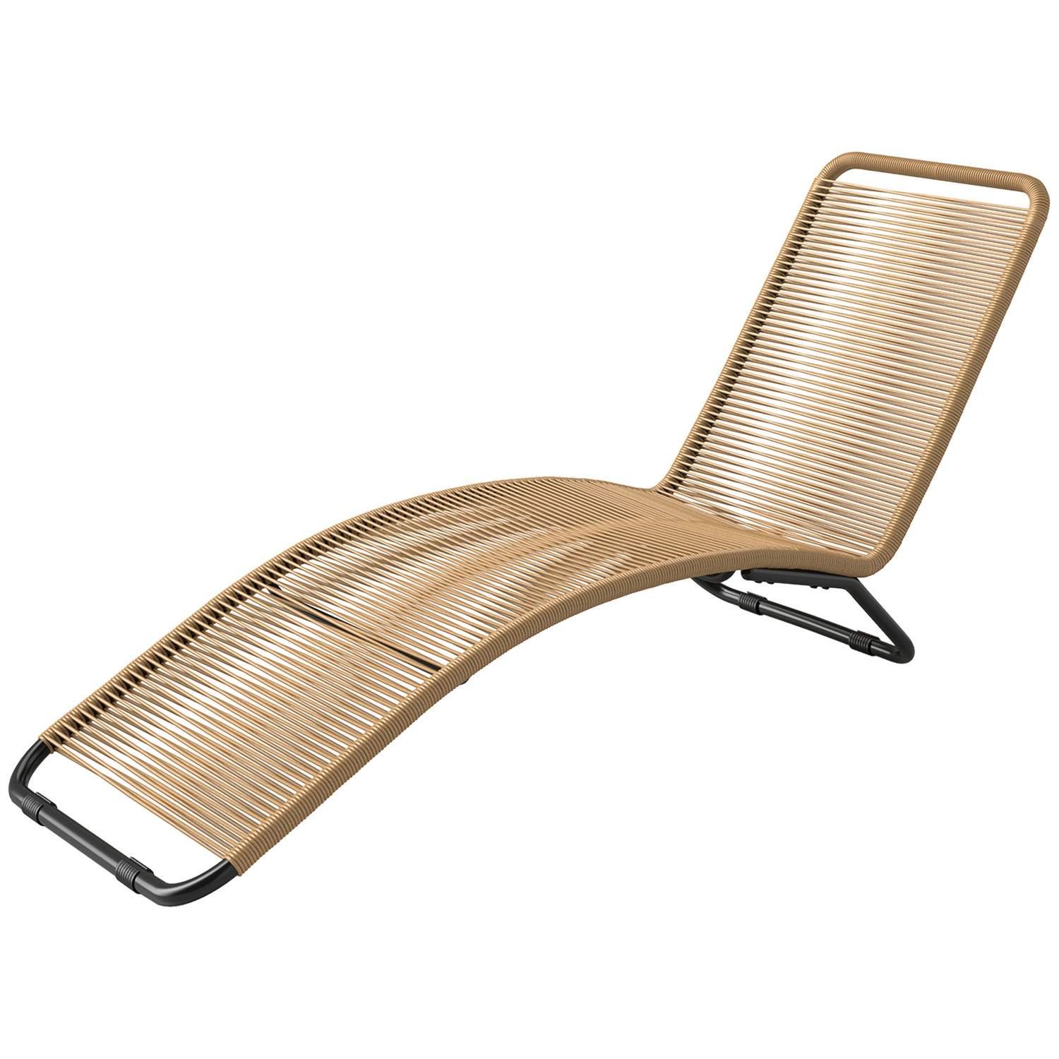 Solseng i polyrattan, haveseng med UV-beskyttelse, vejrbestandig liggestol, 120 kg bæreevne, hvilestol, liggestol, havemøbler ti