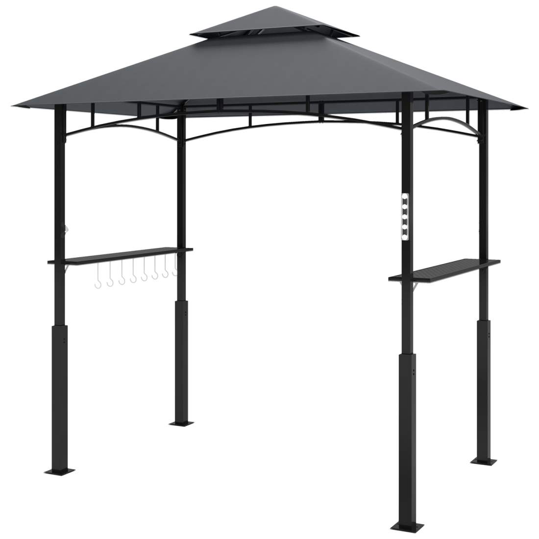 Grillpaviljong med LED 243 x 148 x 248 cm vattentät flamskyddad trädgårdspaviljong med dubbeltak, sidohyllor, lusthus med UV-sky | Sport & Fritid - Friluftsliv & Camping - Belysning | Pryloteket