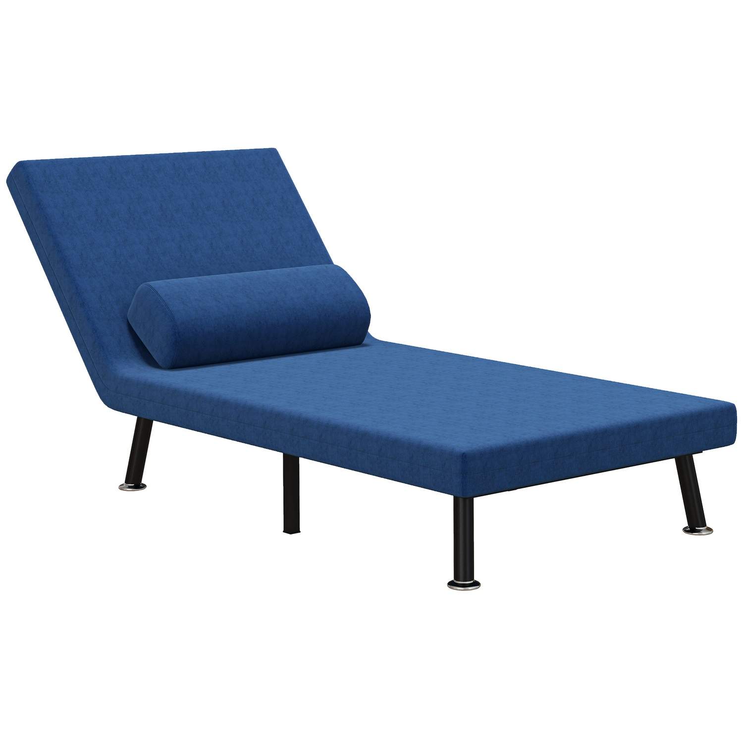 Sovestol, klapseng med sengefunktion, rygpude, klapstol med hørlook, justerbart ryglæn, 75 x 70 x 75 cm, mørkeblå