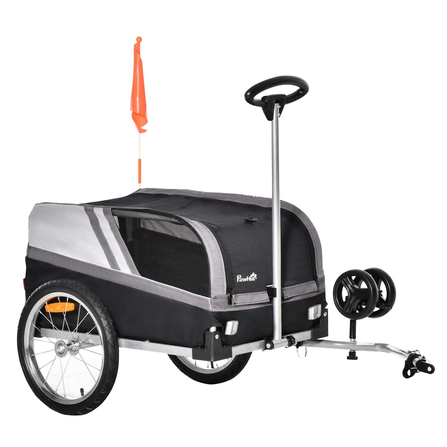 2-i-1 Hundetrailer Pet Trolley & Cykeltrailer Åndbart Oxford-stof til rejser og udflugter