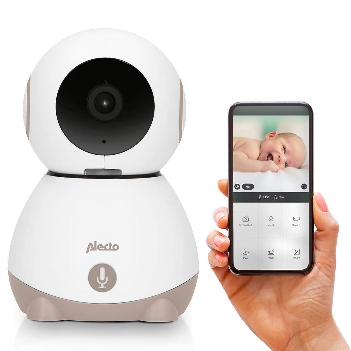 Wi-Fi babyalarm med kamera Hvid/Taupe