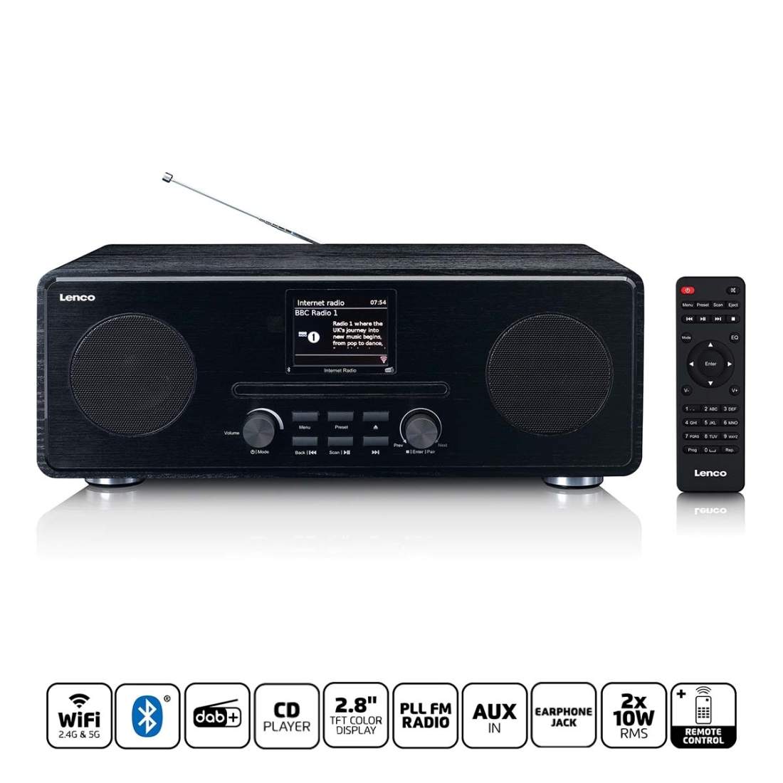 Internet / DAB+ / FM-radio med CD-spelare och Bluetooth® Black | Elektronik - Kablar & Adaptrar - Adaptrar & Signalomvandlare - Ljud | Pryloteket