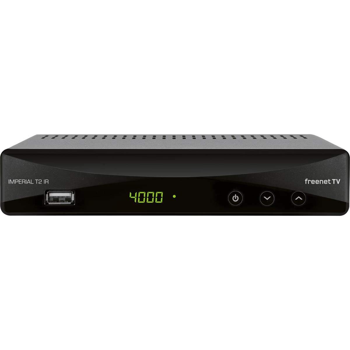 T2 IR DVB-T2-modtager med integreret IRDETO-dekrypteringssystem (inkl. 3 måneders Freenet TV) Sort