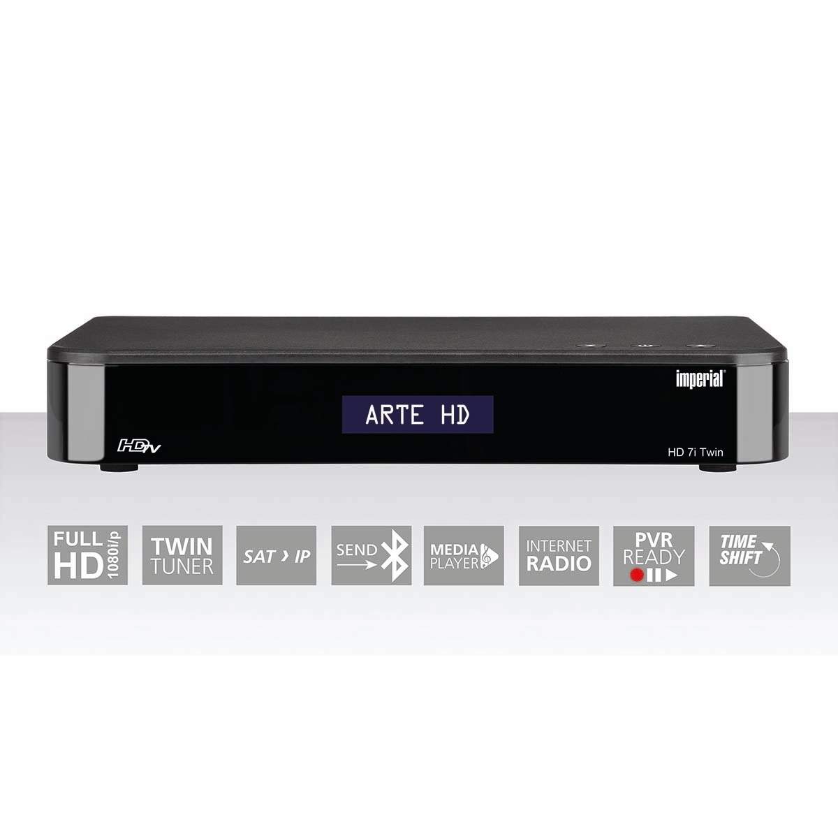 HD 7i Twin HDTV Free-to-air satellitmodtager med dobbelt tuner Sort