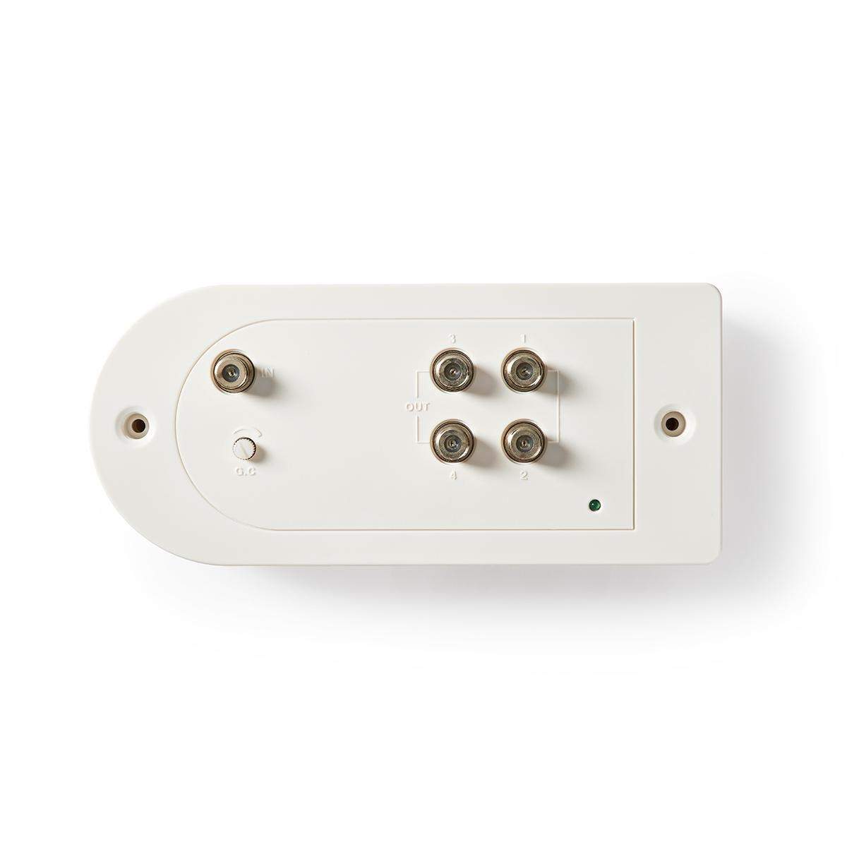 CATV forstærker | Forstærkning: 23 dB | 86 - 1006 MHz | Antal output: 4 | Få kontrol | Retur sti | Hvid