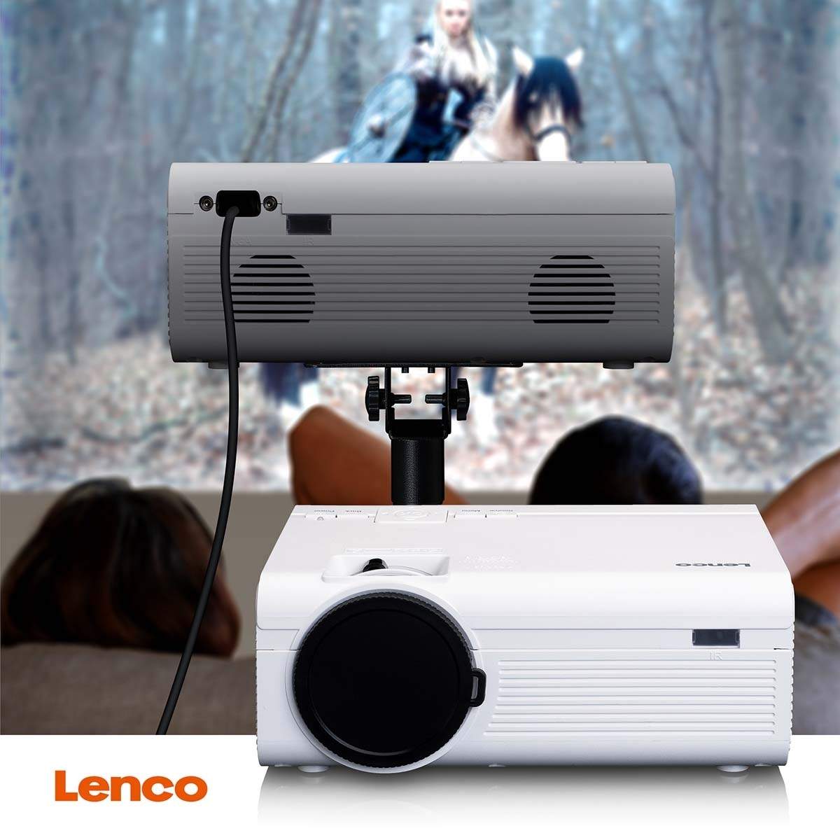 Alternativ bild 1 för Lenco LPJ-280WH, 2800 ANSI-lumen, LCD, 800x480, 3000:1, 939,8 - 2540 mm (37 - 100), 1 - 5 m