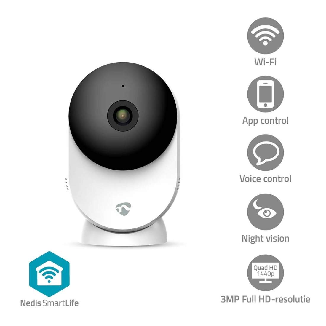SmartLife inomhuskamera Wi-Fi 3MP Full HD 1296p Cloud Storage (tillval) / microSD (ingår ej) / Onvif Med rörelsesensor | Elektronik - Ljud & Bild - Högtalare | Pryloteket