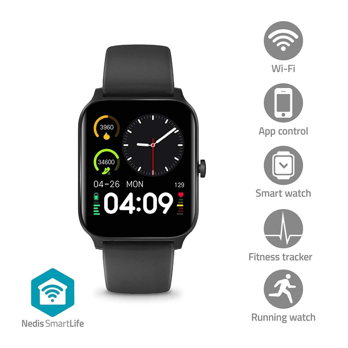 SmartLife Watch 1,69 "" LCD IP68 Maximal drifttid: 240 timmar Android™ / IOS Svart | Elektronik - Biltillbehör - Bilsystem - Handsfree | Pryloteket