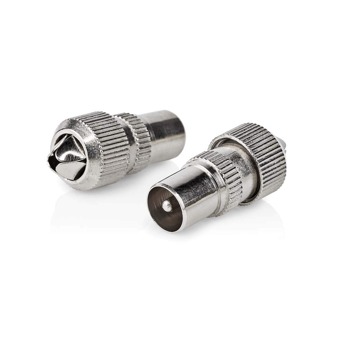 IEC (coax) Rak Hane Nickelplaterad 75 Ohm Skruva Kabel input diameter: 7.0 mm Metall Silver 2 st. Låda | Elektronik - Kablar & Adaptrar - Kablar | Pryloteket