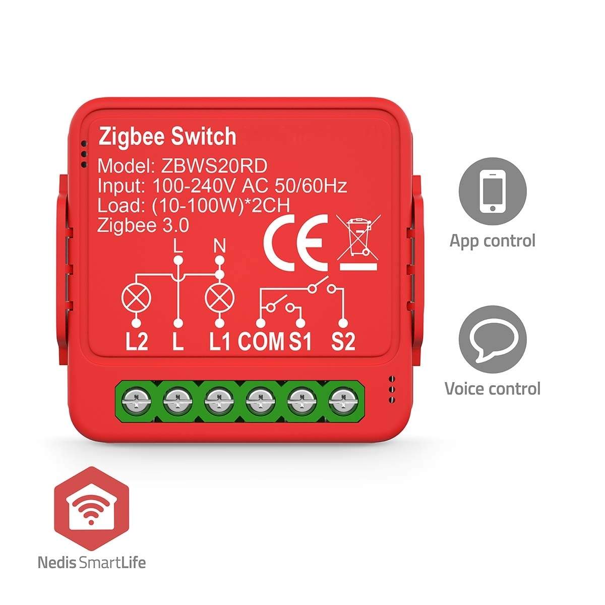 SmartLife Strömbrytare Zigbee 3.0 2x100 W Terminalanslutning App tillgänglig för: Android™ / IOS | Sport & Fritid - Friluftsliv & Camping - Belysning | Pryloteket