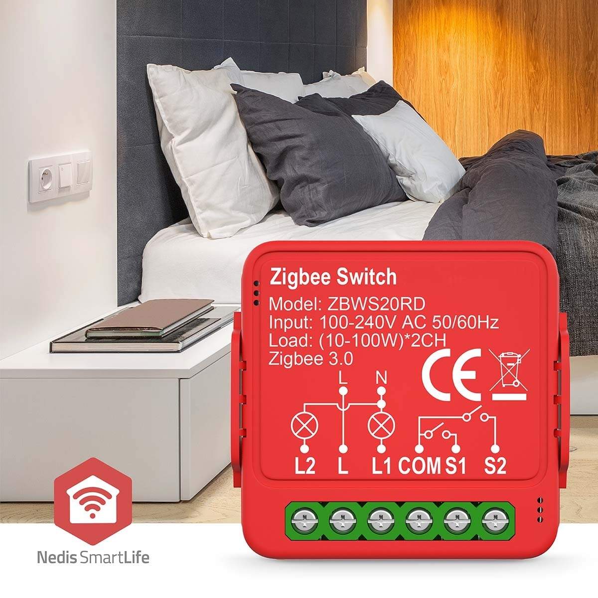 Alternativ bild 1 för Nedis SmartLife Strömbrytare Zigbee 3.0, 2x100W