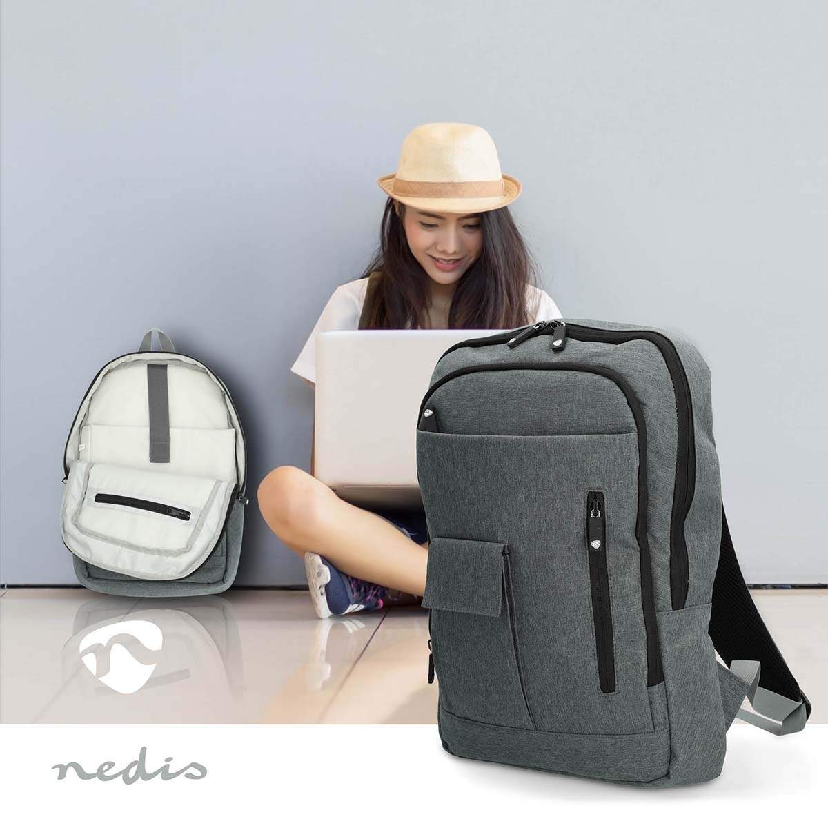 Alternativ bild 1 för Nedis Notebook Backpack | 10 - 16 " | 10 Compartments | 430 mm | 50 mm | 290 mm