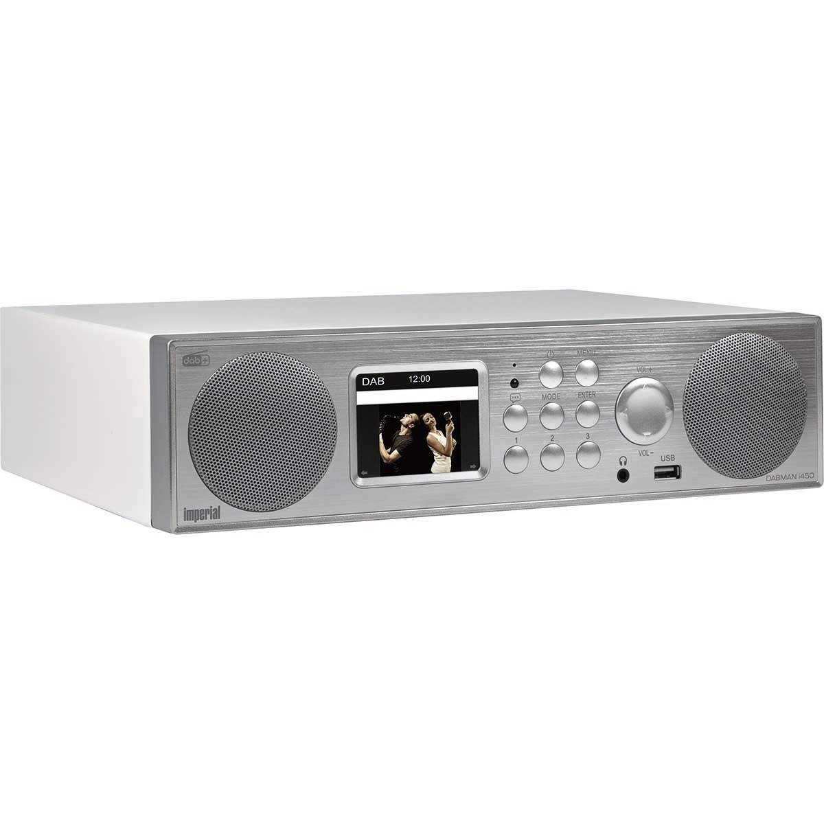 DABMAN i450 Hybrid Stereo Radio DAB+ / FM / Internet /Bluetooth Hvid-Sølv