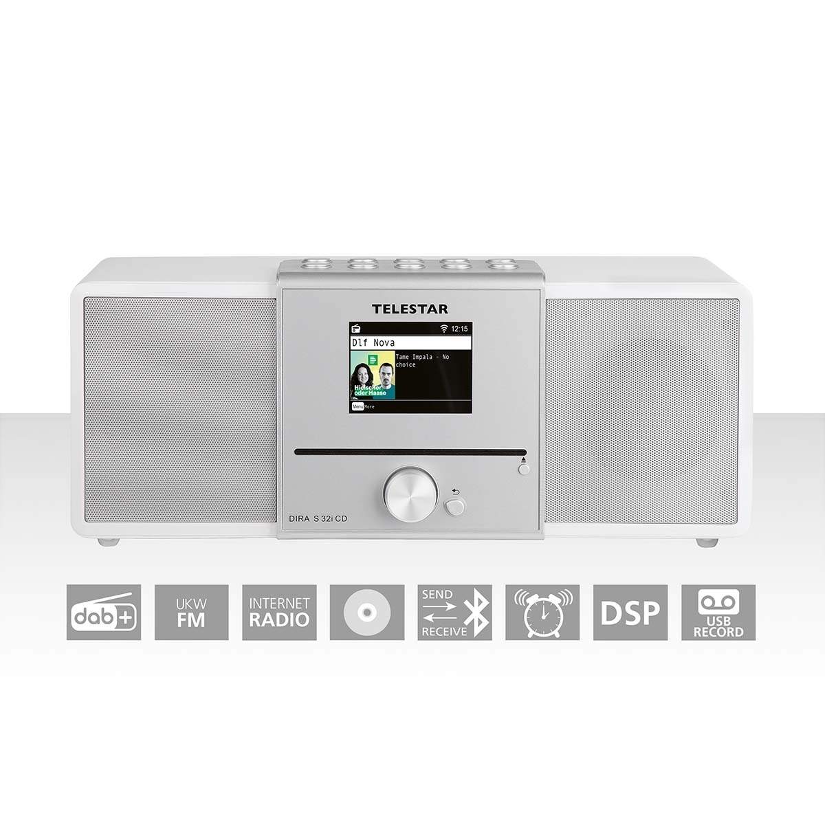 DIRA S32i CD EWF Multifunktionel stereoradio med cd-afspiller DAB+ / FM / Internet / Bluetooth Hvid