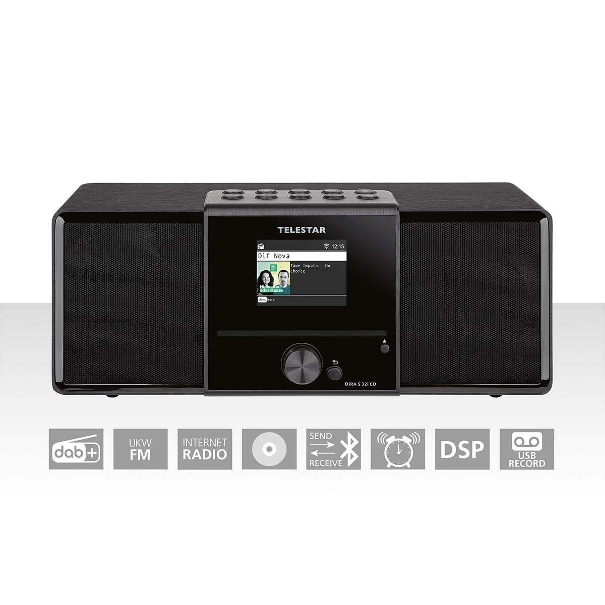 DIRA S32i CD EWF Multifunktionel stereoradio med cd-afspiller DAB+ / FM / Internet / Bluetooth Sort