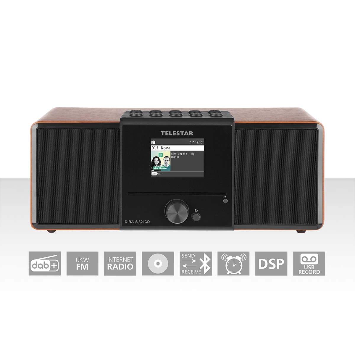 DIRA S32i CD EWF Multifunktionel stereoradio med cd-afspiller DAB+ / FM / Internet / Bluetooth Wood