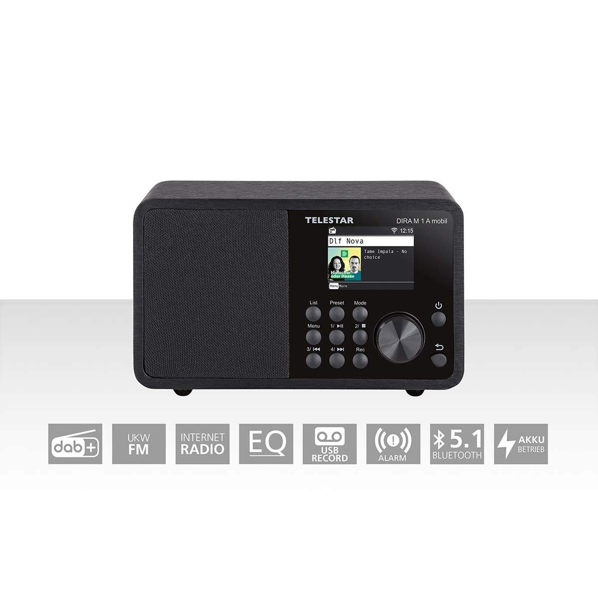 DIRA M 1 A Mobil EWF Batteridrevet mono-multifunktionsradio DAB+ / FM / Internet / Bluetooth Sort billede