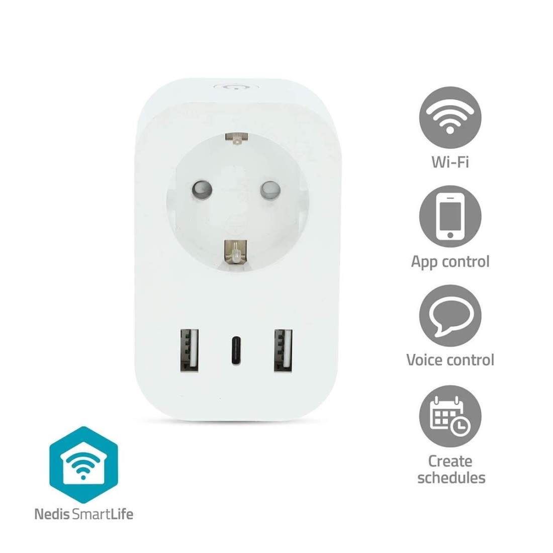 SmartLife Smart Plug Wi-Fi IP21 Strömmätare 3680 W Type F (CEE 7/7) / 1x USB-C™ / 2x USB 0 - 55 °C Android™ / IOS | Hem & Hobby - Hem & Hushåll - Hushållsapparater - Vattenkokare | Pryloteket