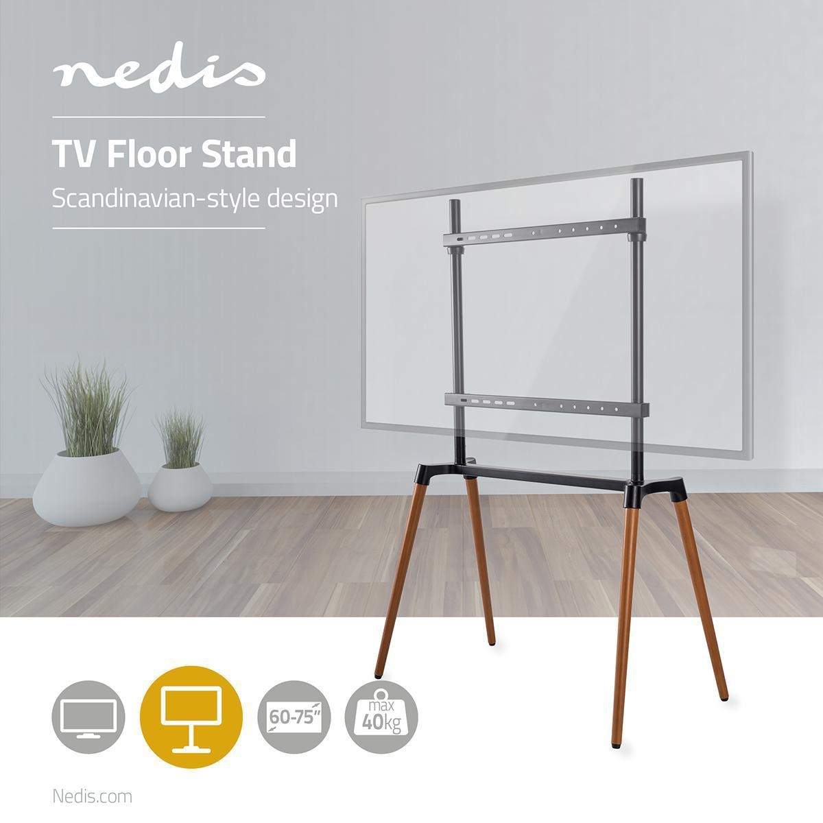 Alternativ bild 1 för Nedis TVSM7250 stand - quadpod - for LCD TV - black beech 40 kg 75" 200 x 200 mm