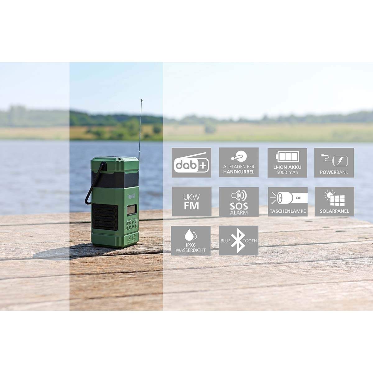 DABMAN ELLER 3 Batteridrevet DAB+/FM udendørsradio med Bluetooth