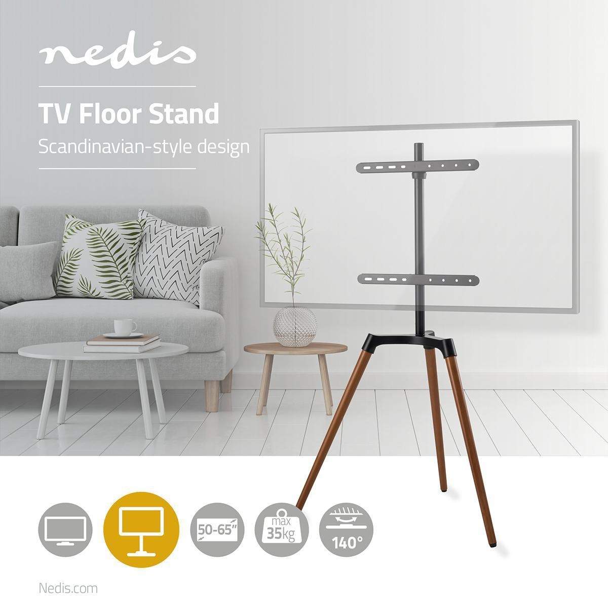 Alternativ bild 1 för Nedis TVSM7060BK stand - tripod - for LCD TV - black beech 35 kg 65" 200 x 200 mm