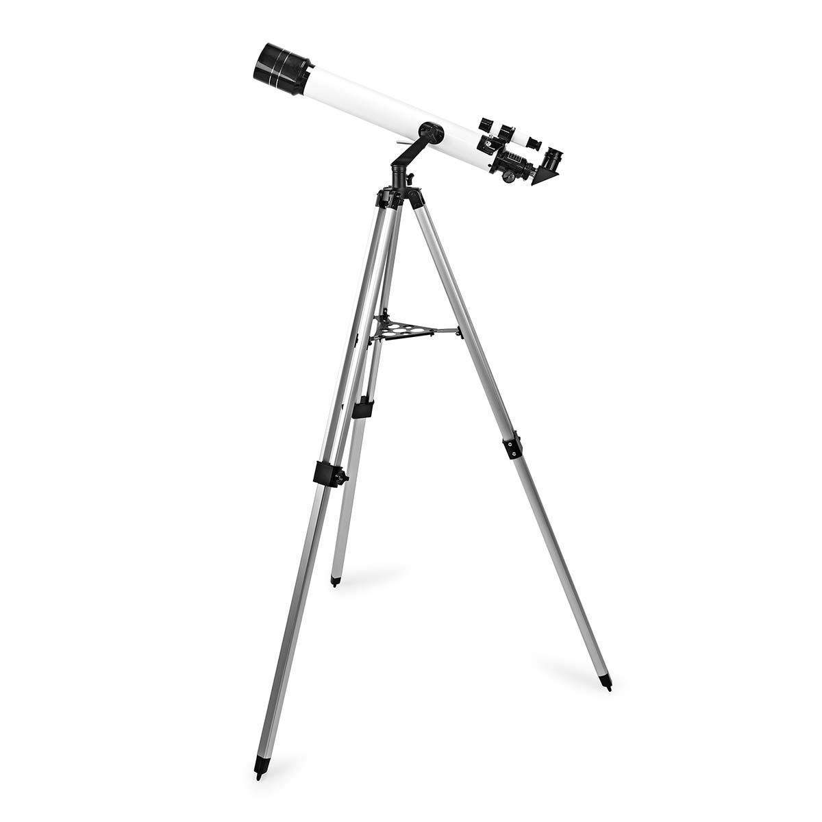 Teleskop | Blænde: 70 mm | Brændvidde: 700 mm | Finderscope: 5 x 24 | Maksimal arbejdshøjde: 125 cm | Tripod | Hvid / Sort