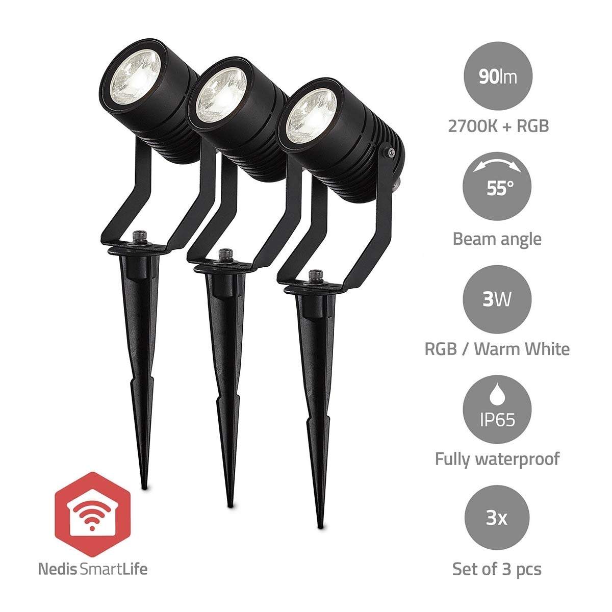 Smartlife udendørs lys | 3 x 90 lm | Zigbee 3.0 | 3 x 3 W | RGB | 2700 K | Aluminium | Android™ / IOS billede