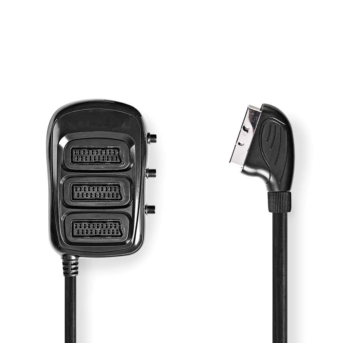 SCART Kytkentärasia | SCART Uros | 3x SCART Naaras | Niklattu | Maksimi kuvantarkkuus: 800x480 | 0.50 m | Pyöreä | PVC | Musta |