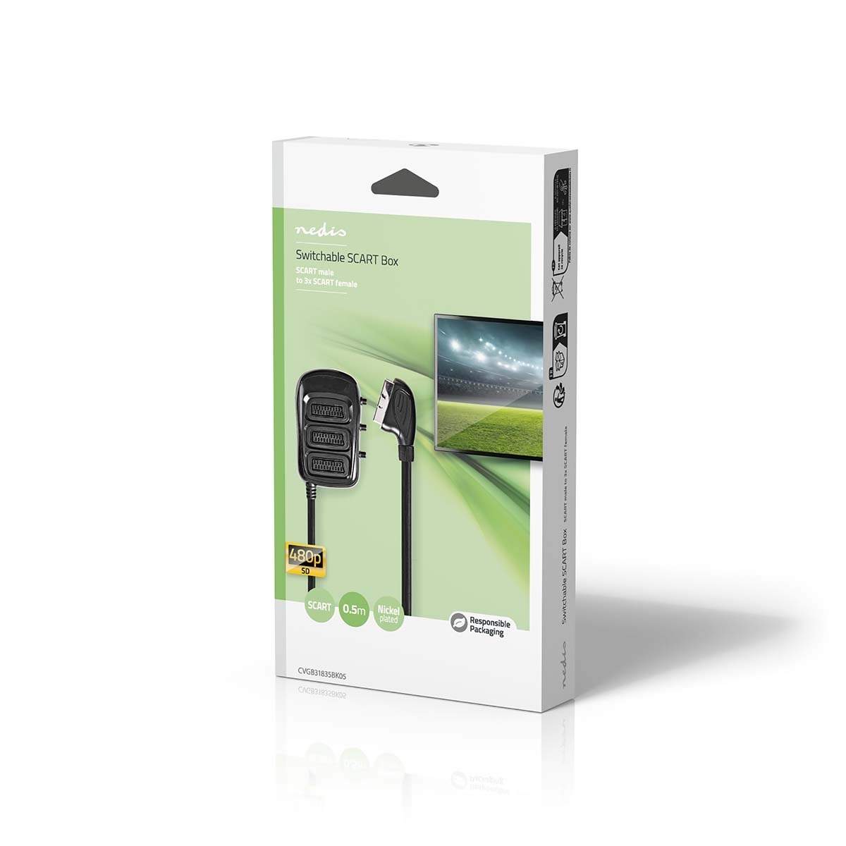 Alternativ bild 1 för Nedis SCART Switchbox | SCART Male | 3x SCART Female | Nickel Plated