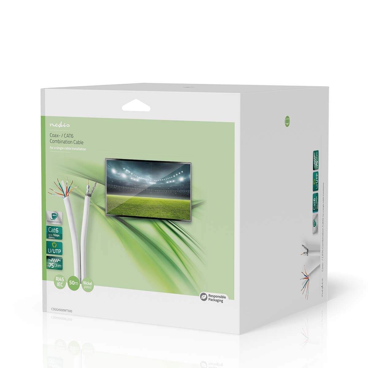 Alternativ bild 1 för Nedis Coax / CAT6 Combination Cable - bulk aerial/network cable - 50 m