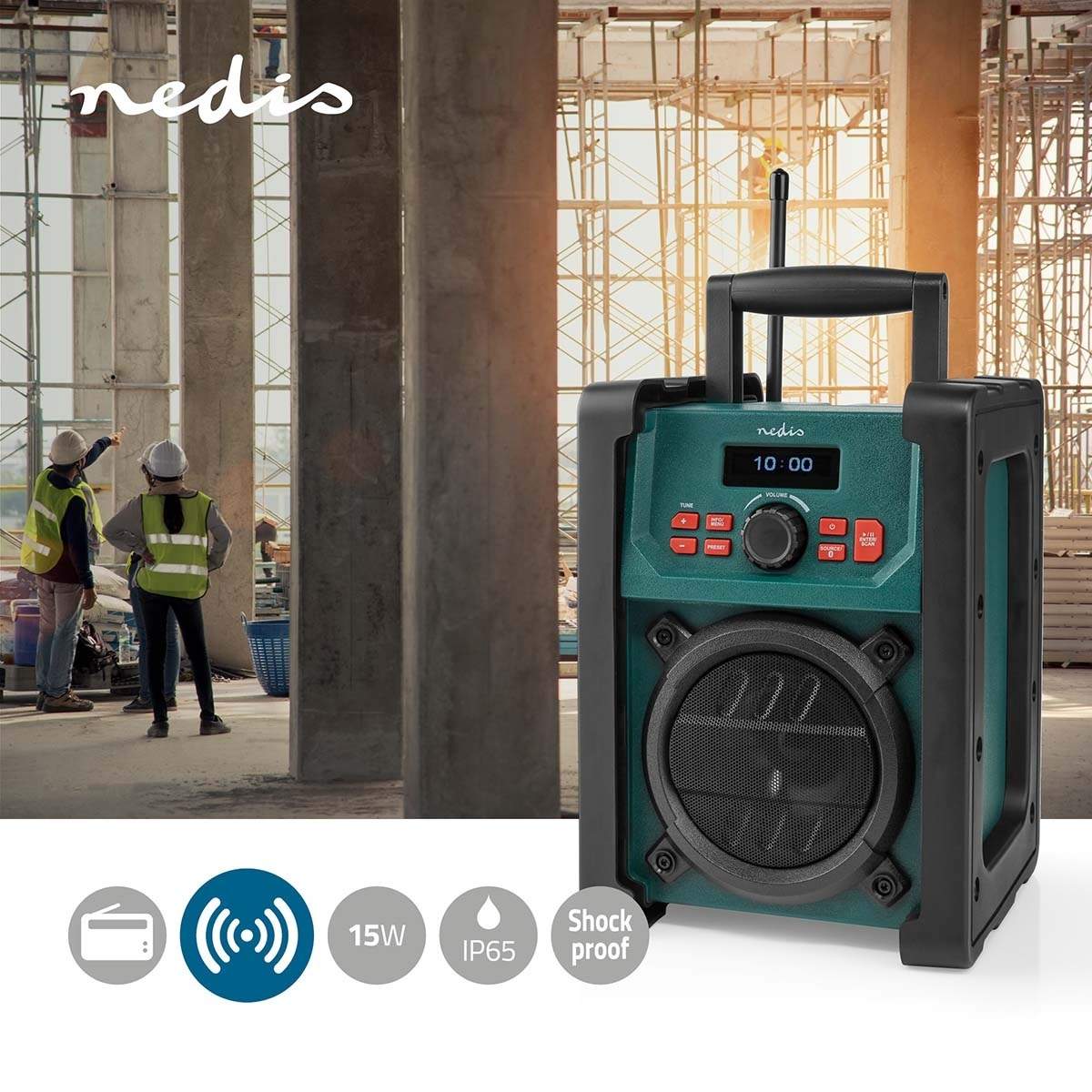 Alternativ bild 1 för Nedis - jobsite DAB radio - Bluetooth - DAB+/FM - Mono