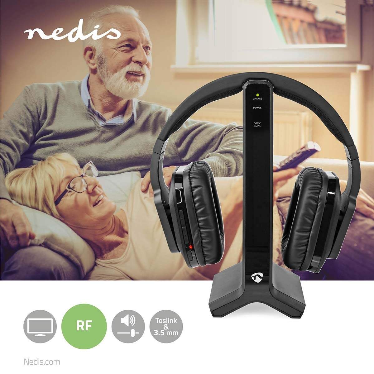 Alternativ bild 1 för Nedis HPRF321BK - wireless headphone system