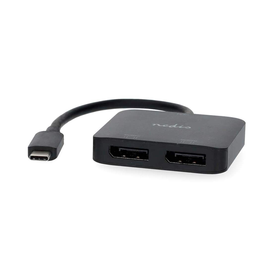 USB-C™ Adapter USB 3.2 Gen 1 USB-C™ Hane 2x Displayport Female 4K@60Hz 0.20 m Rund Nickelplaterad PVC Svart | Elektronik - Kablar & Adaptrar - Adaptrar & Signalomvandlare - Video | Pryloteket