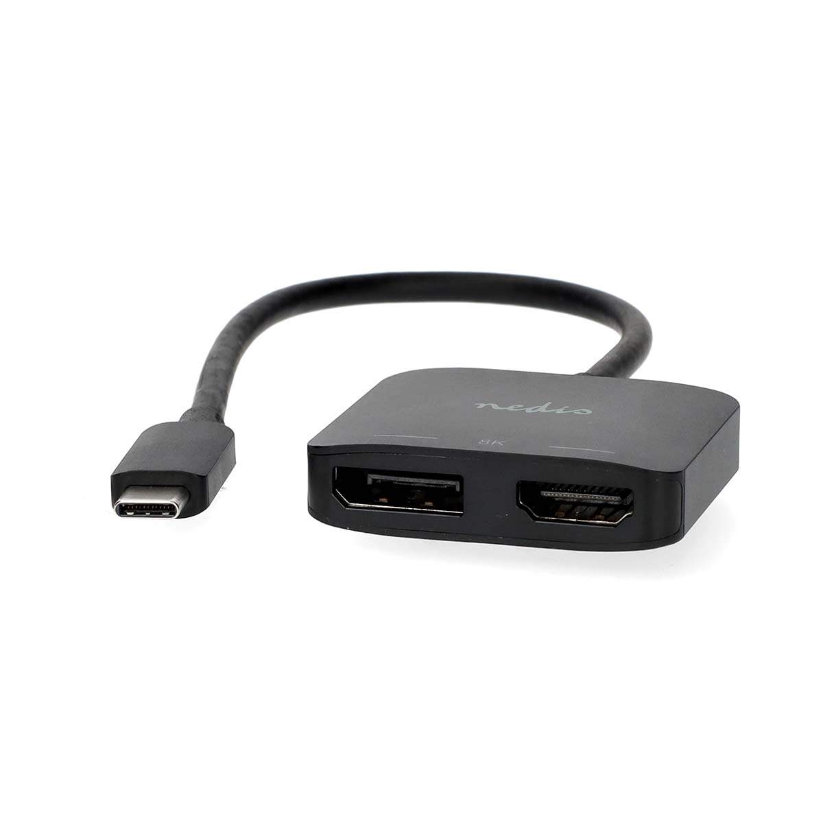 Nedis - USB-C™ Adapter | USB 3.2 Gen 1 | USB-C™ Han | DisplayPort Hun / HDMI ™ -udgang | 8K@30Hz | 0.20 m | Runde | Nikkelplateret | Sort | Box - CCGB64385BK02