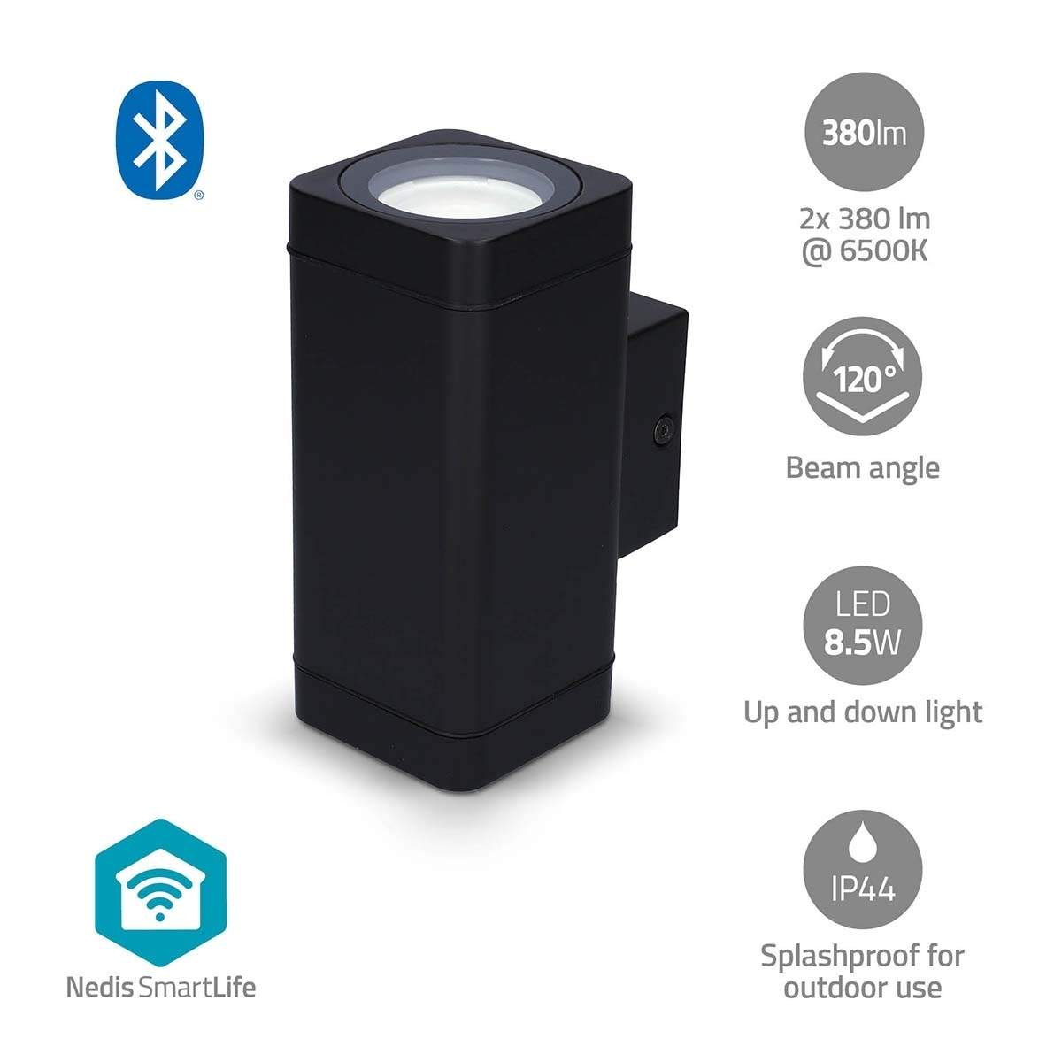 Smartlife udendørs lys | 760 lm | Bluetooth® | 8.5 W | Varm til kølig hvid | 2700 - 6500 K | ABS | Android™ / IOS billede