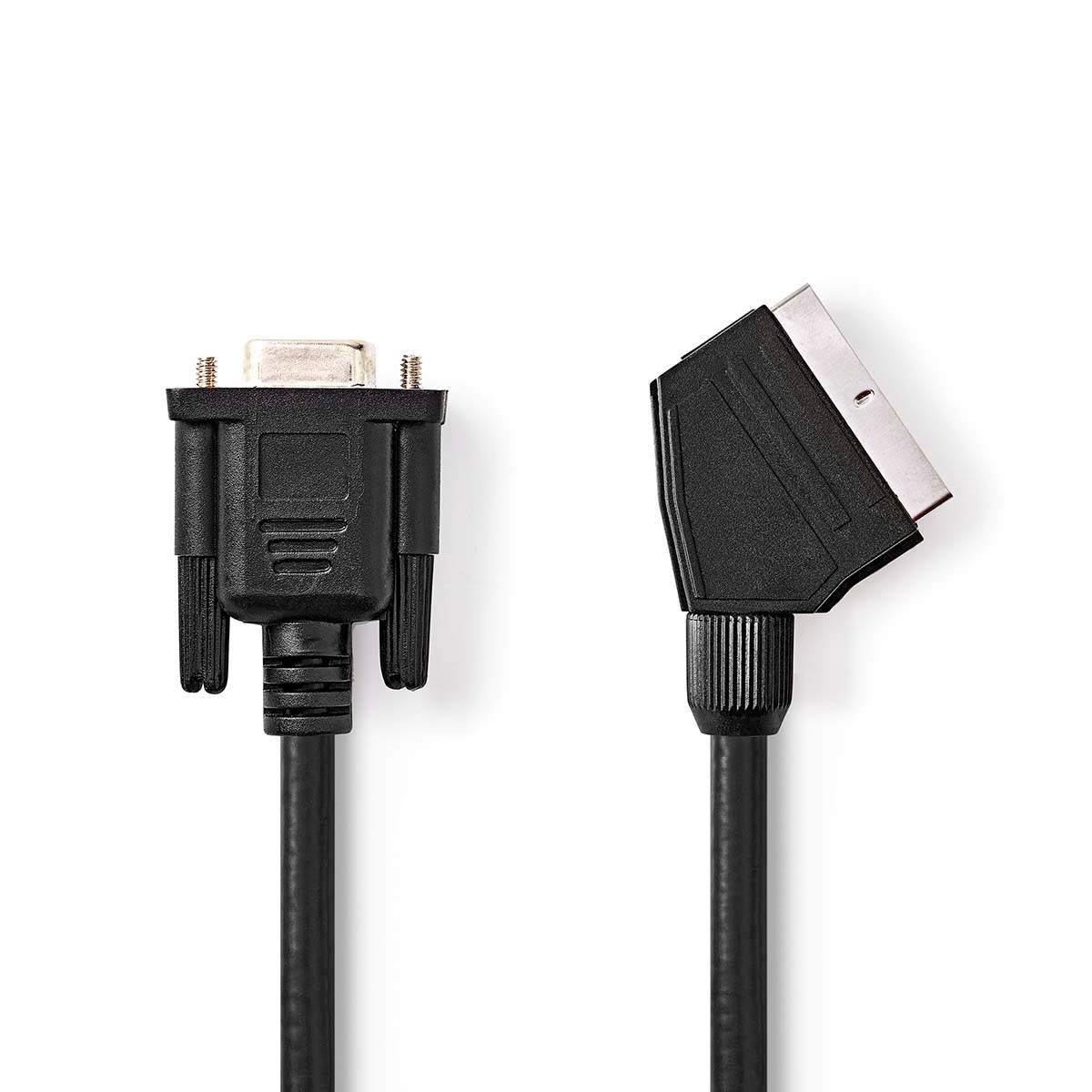 SCART-kabel | SCART Han | VGA Hun | Nikkelplateret | 480p | 2.00 m | Runde | PVC | Sort | Label