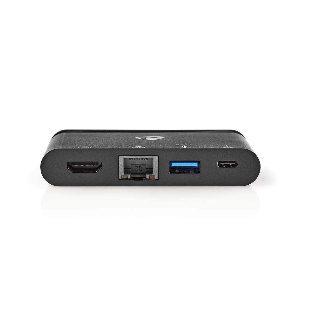 USB Multi-Port Adapter | USB 3.2 Gen 1 | USB-C™ Han | HDMI™ Hun / RJ45 Hun / USB-A Hun / USB-C™ Hun | Runde | Nikkelplateret | S