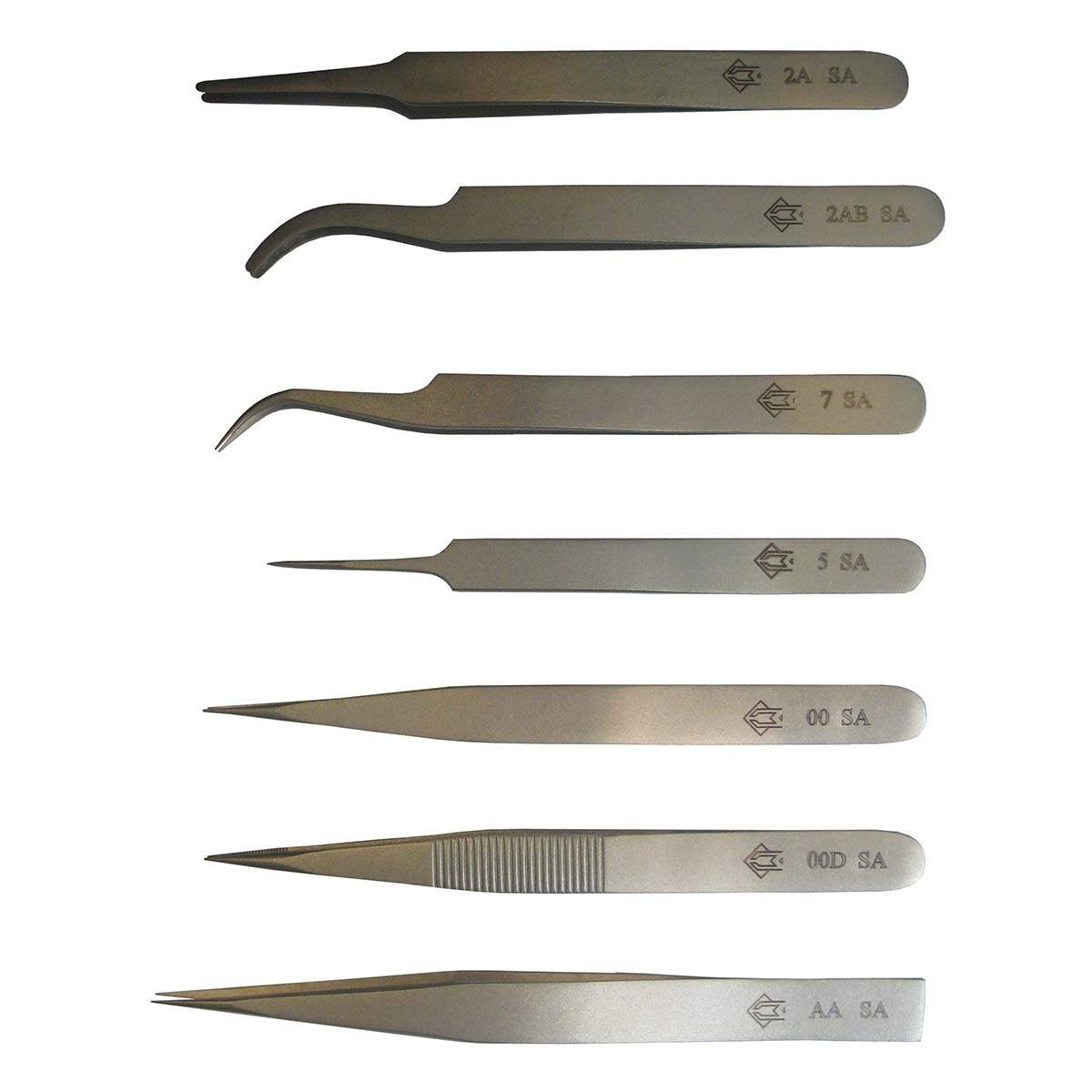 Sæt sammensat af 7 stk pincet til generelle formål