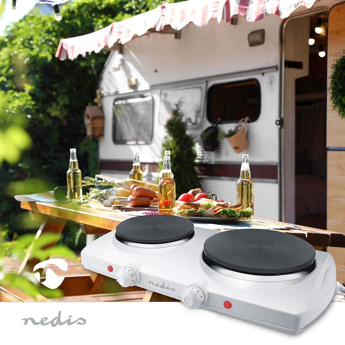 Alternativ bild 1 för Nedis Electric Cooking Plates | Cooking zones: 2 | 2300 W | Overheating protection | White