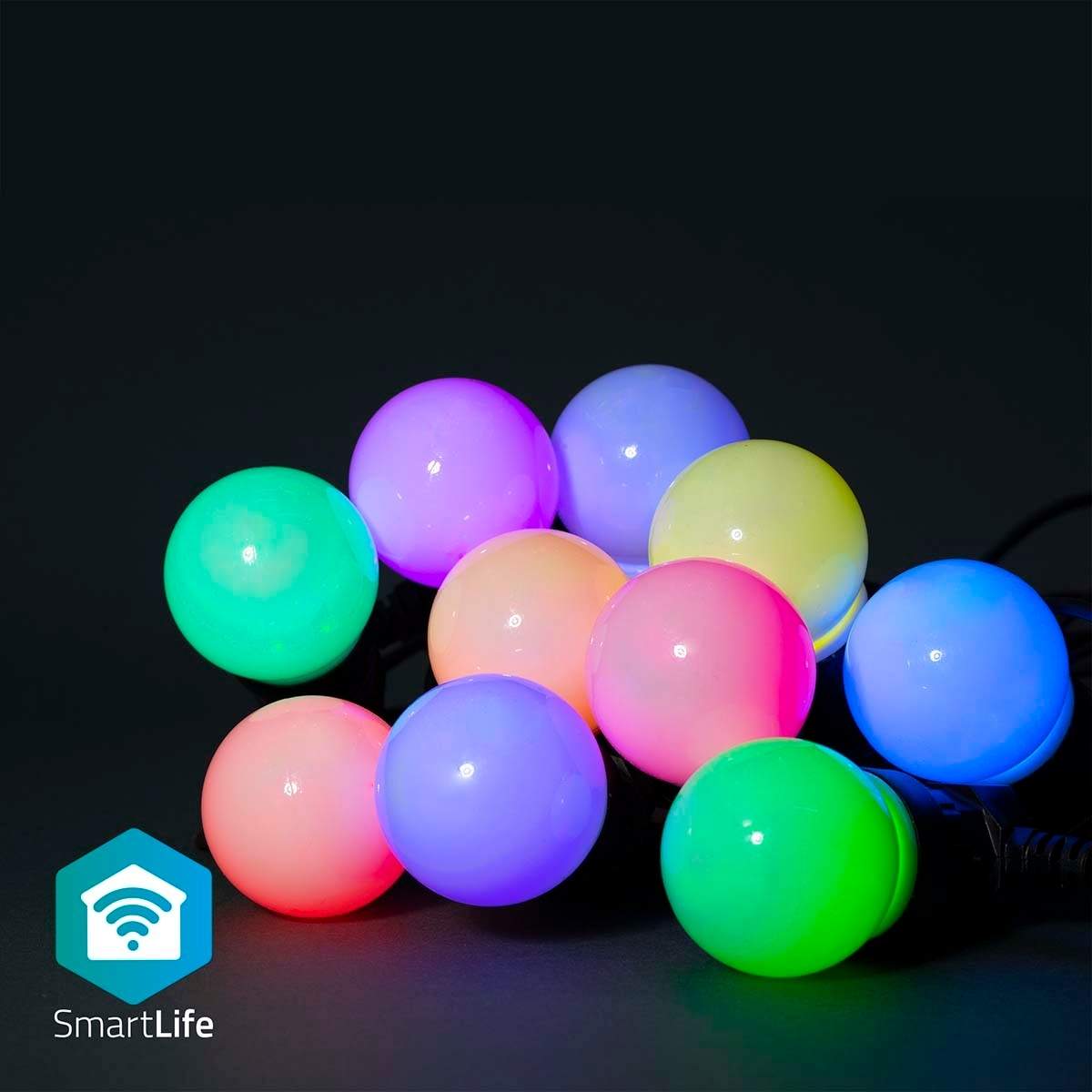 SmartLife Julbelysning Festljus Wi-Fi RGB 10 LEDs 9.00 m Android™ / IOS Glödlampediameter: 50 mm | Sport & Fritid - Friluftsliv & Camping - Belysning | Pryloteket