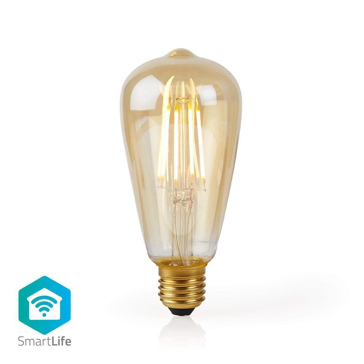 SmartLife LED Glødepære | Wi-Fi | E27 | 500 lm | 5 W | Varm Hvid | 2200 K | Glas | Android™ / IOS | ST64 | 1 stk.