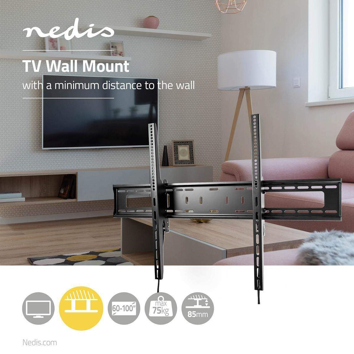 Alternativ bild 1 för Nedis TVWM2170BK mounting kit - for TV - black 75 kg 100" 200 x 200 mm