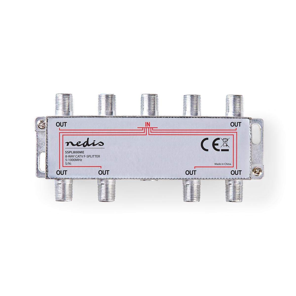 CATV Splitter | 5 - 1000 MHz | Tab af indsættelse: 11.0 dB | Antal output: 8 | 75 Ohm | Zinc